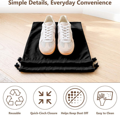 MERKFO Shoe Bags for Travel, 6 Pack Flannel Travel Shoe Bags for Luggage, Large Drawstring Shoe Dust Bags for Packing Shoes, Closet Storage, Fits Up to Men's Size 13, Beige
