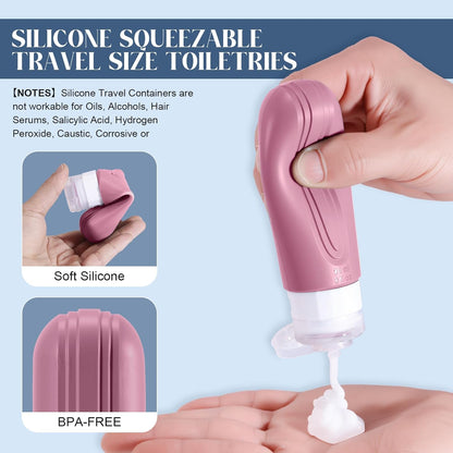 Travel Bottles for Toiletries, 3oz TSA Approved Travel Size Toiletries, Silicone Leak-Proof Refillable Containers, Squeezable Liquid Essentials Bottles W/Clear Bag (GRAY)