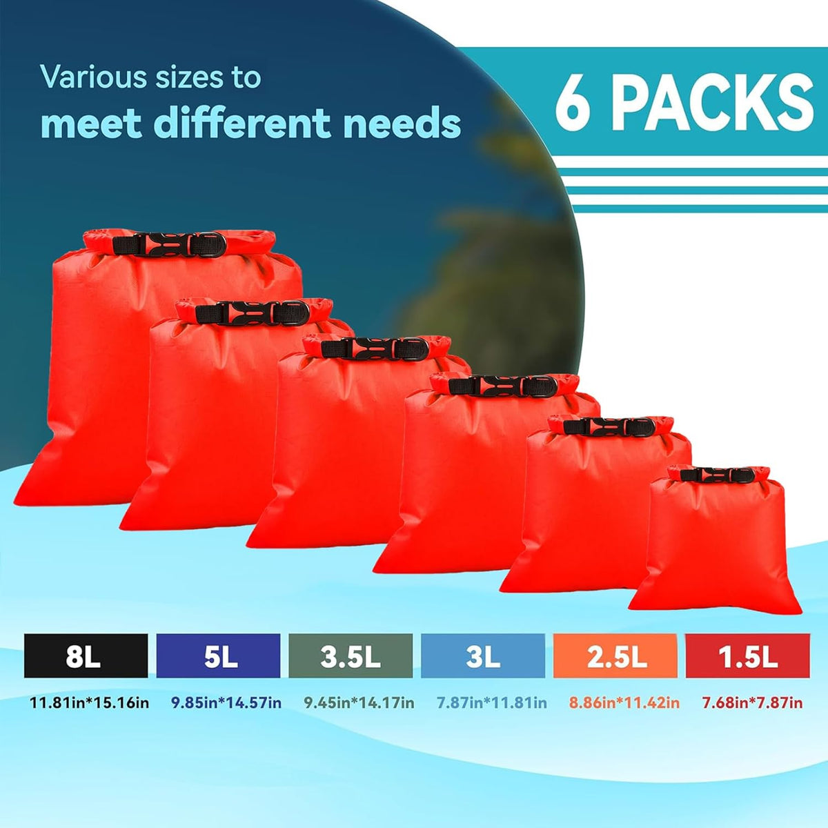 Dry Bags Waterproof, Lightweight Dry Bags for Kayaking Waterproof，Outdoor Waterproof Bag for Kayaking Hiking Boating Camping