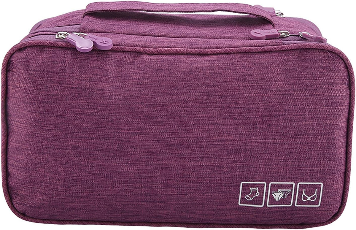 Milltrip Travel Underwear Bag, Waterprof Portable Storage Case with Multiple Layers & Pockets for Bras, Socks, Underwear, USB Cables, Compact Travel Bra (Gray)