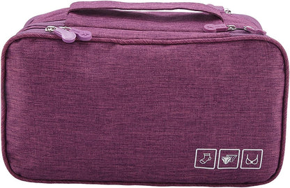 Milltrip Travel Underwear Bag, Waterprof Portable Storage Case with Multiple Layers & Pockets for Bras, Socks, Underwear, USB Cables, Compact Travel Bra (Gray)