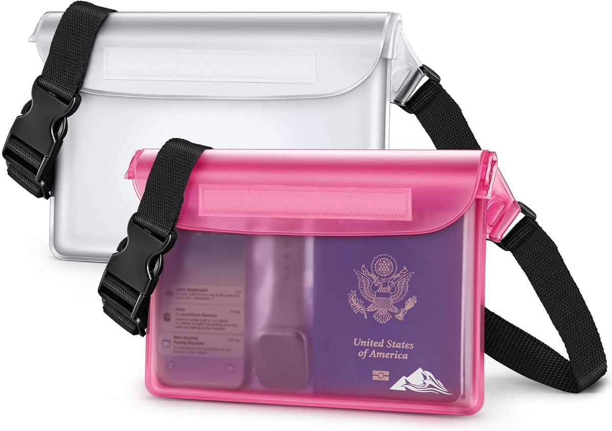HEETA Waterproof Fanny Pack, Waterproof Pouch Dry Bag 2-Pack for Phone Passport Purse, Adjustable Waist Strap for Swimming Kayaking Boating Paddle Board Accessories Cruise Beach Camping Essentials