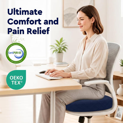 TushGuard Seat Cushion, Memory Foam Office Chair Cushion - Grey, Large