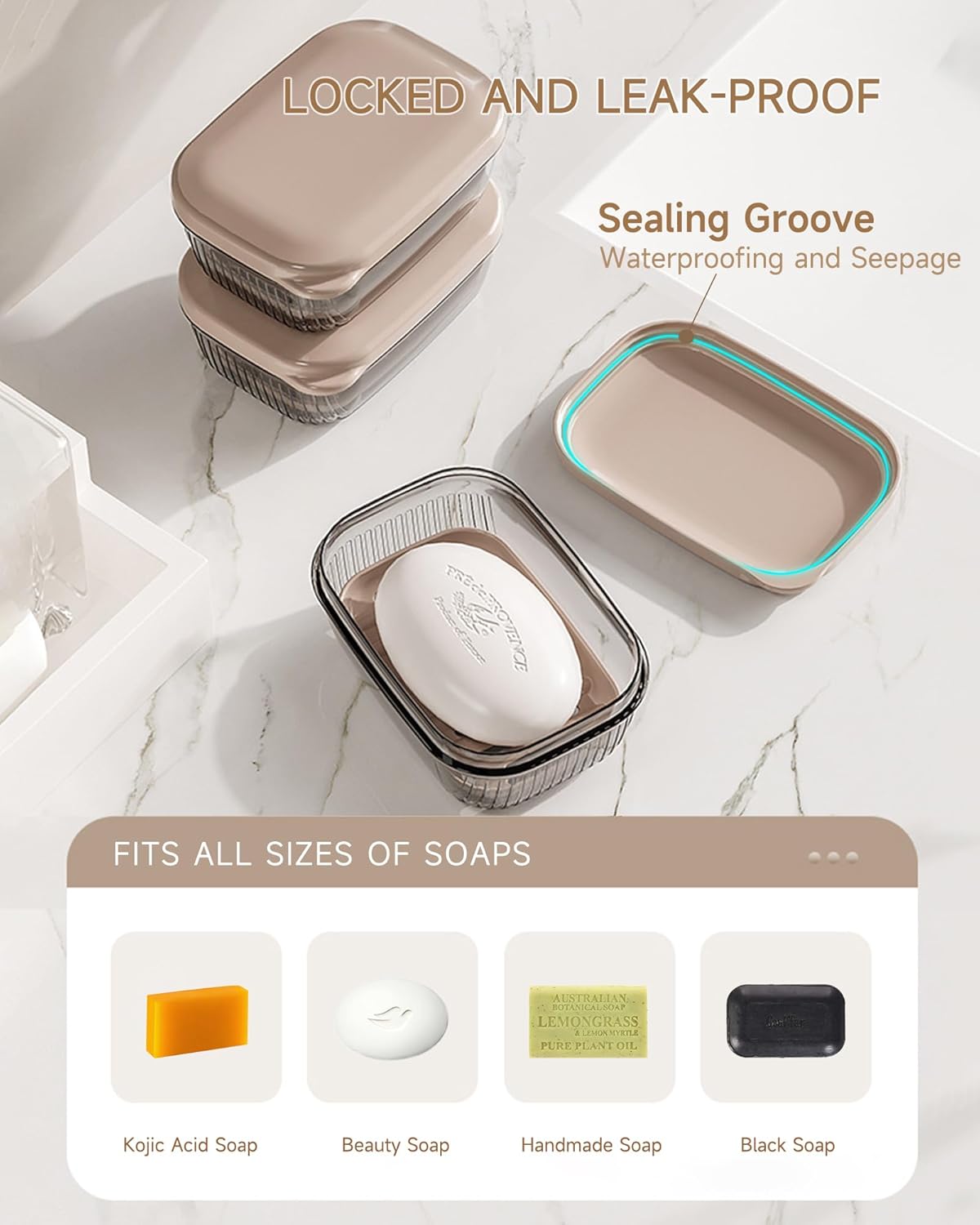 Doter Travel Soap Holder with Lid - Draining Soap Box for Shower -Compact Travel Soap Case Leak-Proof Design for Camping, Hiking, Gym & Outdoor Use | Keeps Soap Dry & Hygienic