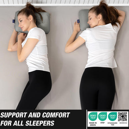 Travel & Camping Comfortable Memory Foam Pillow – Easy to Carry Portable Bag – Temperature Regulating Pillow Case