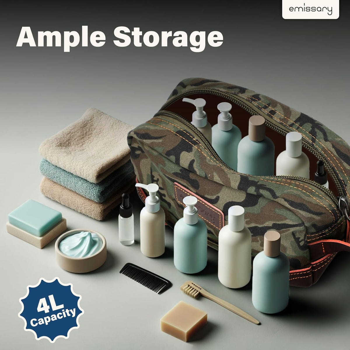 emissary Toiletry Bag for Men, Canvas Travel Toiletry Bag Men's Dopp Kit, Water-resistant Bathroom Bag Mens Shaving Kit, Travel Kit Small Bags, Shaving Bag, Toiletry Bags