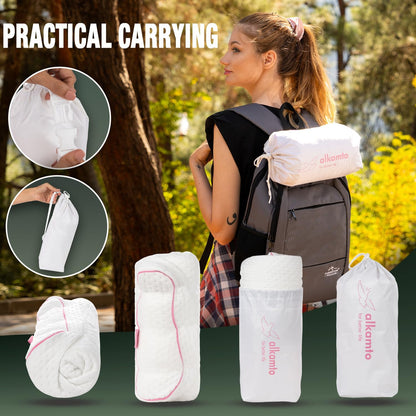 Travel & Camping Comfortable Memory Foam Pillow – Easy to Carry Portable Bag – Temperature Regulating Pillow Case