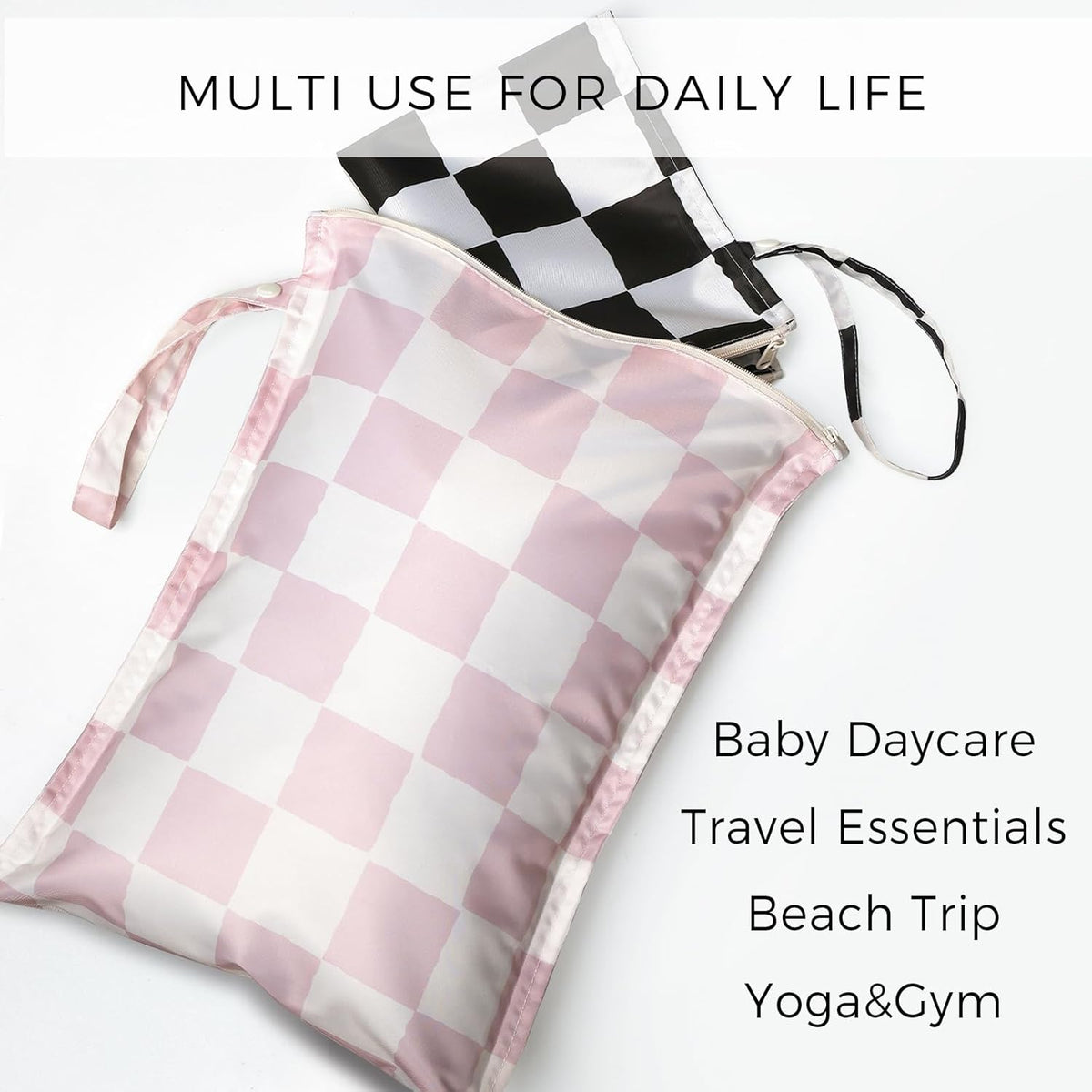 RelaxScene Wet Dry Bags Water Resistant - Reusable Waterproof Wet Dry Bag for Swimsuits & Baby Clothes - Leakproof Storage Pouch Bag for Travel & Baby Diaper - Travel Laundry Daycare Bags