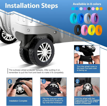 16-Pack Luggage Wheel Covers, Luggage Wheel Protector Covers for 2-2.4 inches Wheels Suitcases，Anti-Scratch & Noise Reduction Design, Silicone MaterialDurable Travel Case Accessories.
