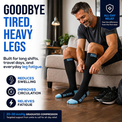 SB SOX Compression Socks for Men & Women (20-30mmHg) – Best Compression Socks for Flying, Medical, Sports, Wide Calf Fit, and Daily Wear