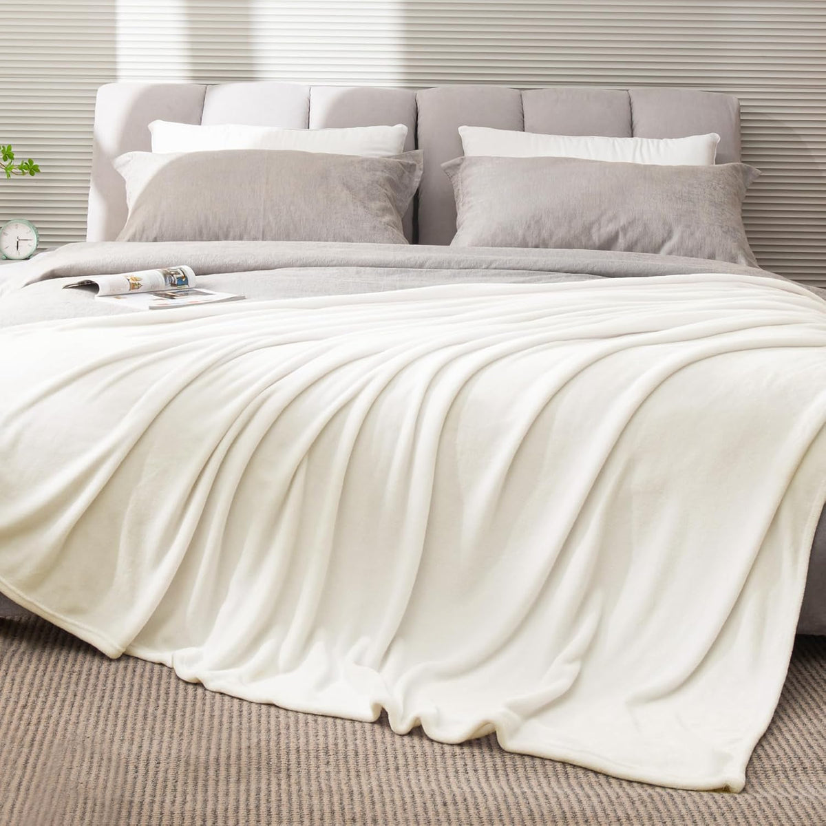 Fleece Blanket Soft Plush Throw for Couch Black 50"x60" - Colors A