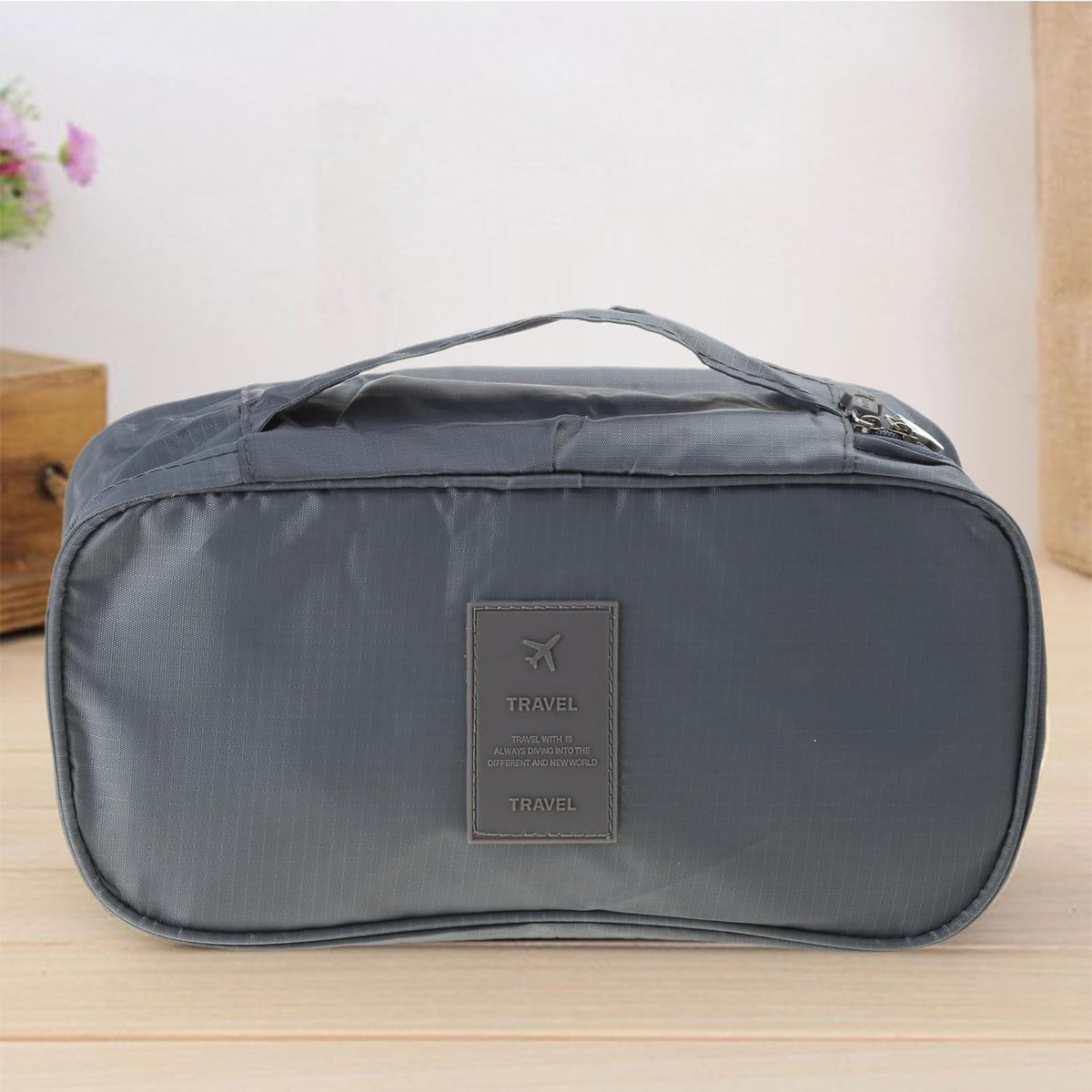 Travel Storage Bag for Bra Underwear Cosmetics Makeup Travel Organizer Wardrobe Closet Clothes Pouch Socks Panties Bags Travel Bags Organizer for Luggage, Blue Flowers