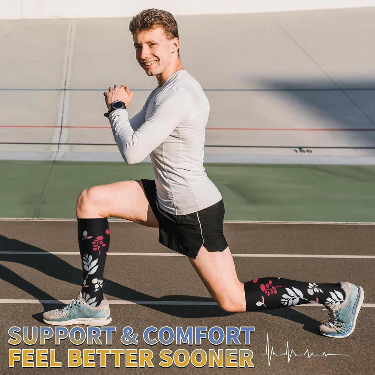 Sooverki Copper Compression Socks for Men & Women 8 Pack 15-20mmHg - Knee High Stockings Best Support for Running Athletic