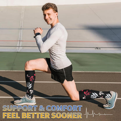 Sooverki Copper Compression Socks for Men & Women 8 Pack 15-20mmHg - Knee High Stockings Best Support for Running Athletic