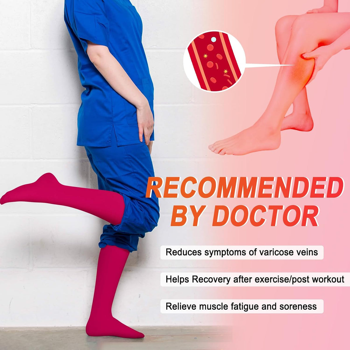 4 Pairs Compression Socks for Women Circulation-Best Support for Nurses,Running,Athletic,Travel