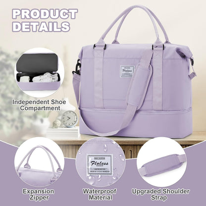 Travel Duffel Bag, Sports Tote Gym Bag, Shoulder Weekender Overnight Bag for Women - Colors A