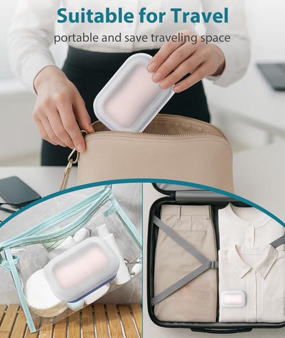 Quatish Compact Leakproof Travel Soap Case, Silicone Soap Box with Draining Layer, Enhanced Soap Container, Suitable for Camping, Gym, Bathroom, Outdoor Essentials, Green