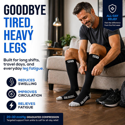 SB SOX Compression Socks for Men & Women (20-30mmHg) – Best Compression Socks for Flying, Medical, Sports, Wide Calf Fit, and Daily Wear