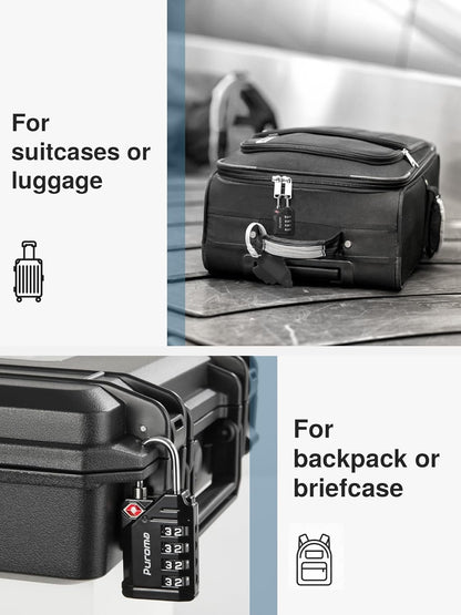 Puroma TSA Approved Luggage Locks, 2 Pack 4 Digit Resettable Travel Combination Code Lock with Zinc Alloy Body for Suitcase, Backpack, Laptop Bag, Gym Locker, Toolbox (Orange)