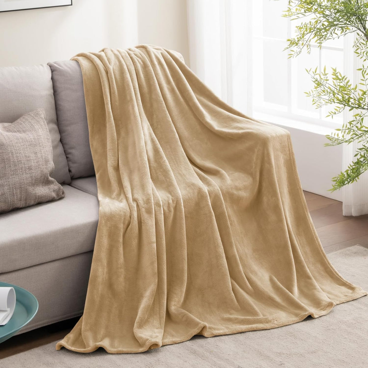 Fleece Blanket Soft Plush Throw for Couch Black 50"x60" - Colors A