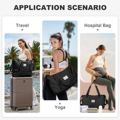 Travel Duffel Bag, Sports Tote Gym Bag, Shoulder Weekender Overnight Bag for Women - Colors B