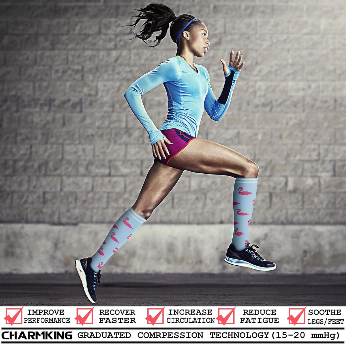 CHARMKING Compression Socks for Women & Men Circulation (8 Pairs) 15-20 mmHg Best Calf Socks Support for Athletic Cycling - Colors B