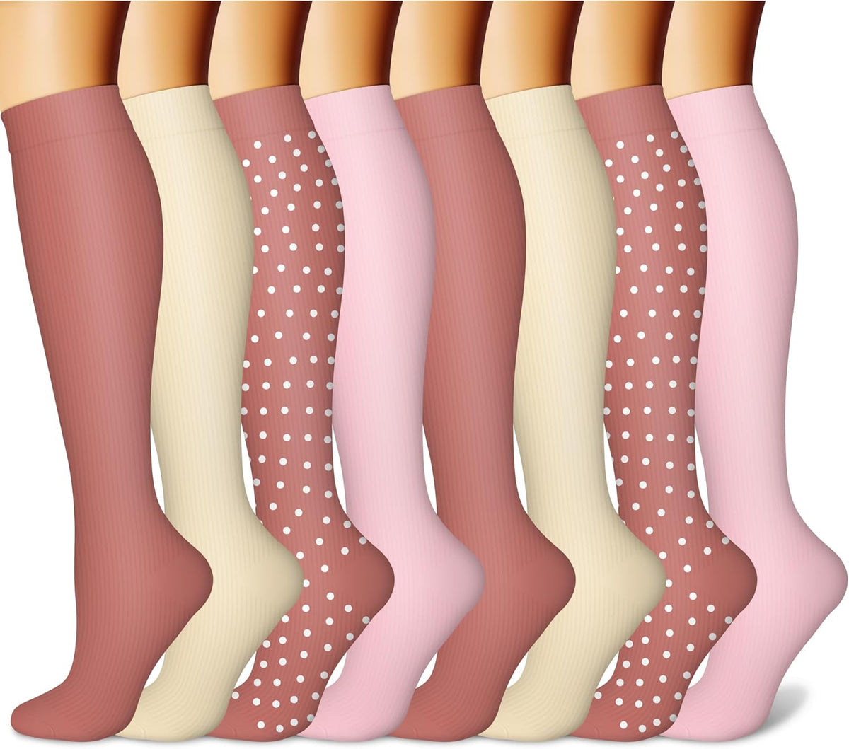 CHARMKING Compression Socks for Women & Men Circulation (8 Pairs) 15-20 mmHg Best Calf Socks Support for Athletic Cycling - Colors A