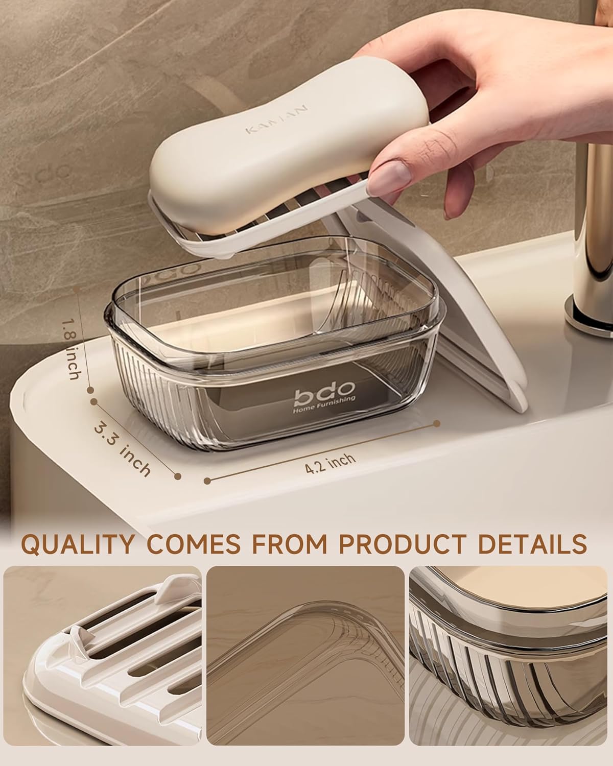 Doter Travel Soap Holder with Lid - Draining Soap Box for Shower -Compact Travel Soap Case Leak-Proof Design for Camping, Hiking, Gym & Outdoor Use | Keeps Soap Dry & Hygienic