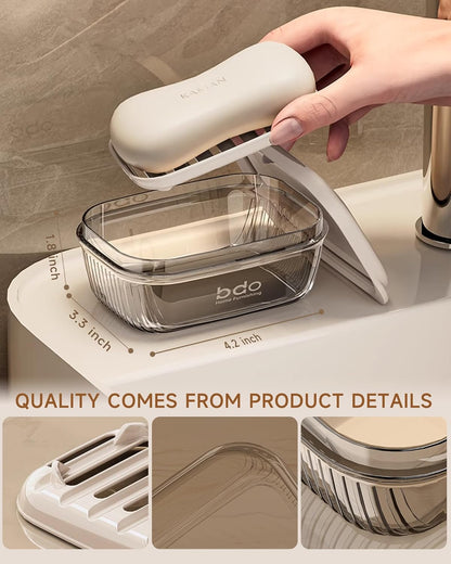 Doter Travel Soap Holder with Lid - Draining Soap Box for Shower -Compact Travel Soap Case Leak-Proof Design for Camping, Hiking, Gym & Outdoor Use | Keeps Soap Dry & Hygienic