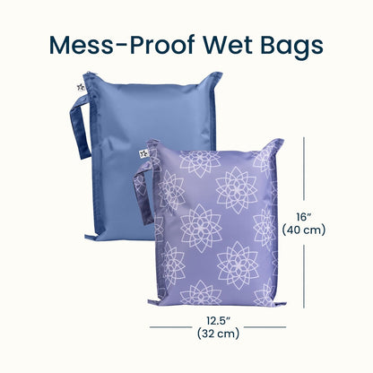 Tiny Twinkle Mess Proof Wet Bags | Reusable Waterproof Wet Bags for Swimsuits | Baby Clothes | Travel & Diaper Bag (Black, Green Checkers) - Colors B