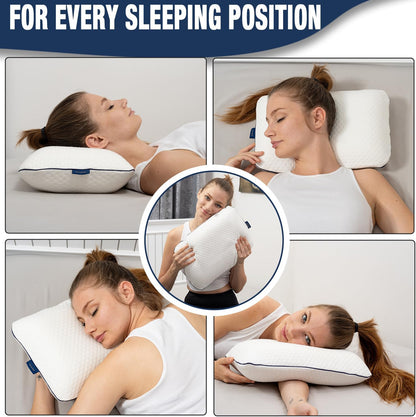 Travel & Camping Comfortable Memory Foam Pillow – Easy to Carry Portable Bag – Temperature Regulating Pillow Case