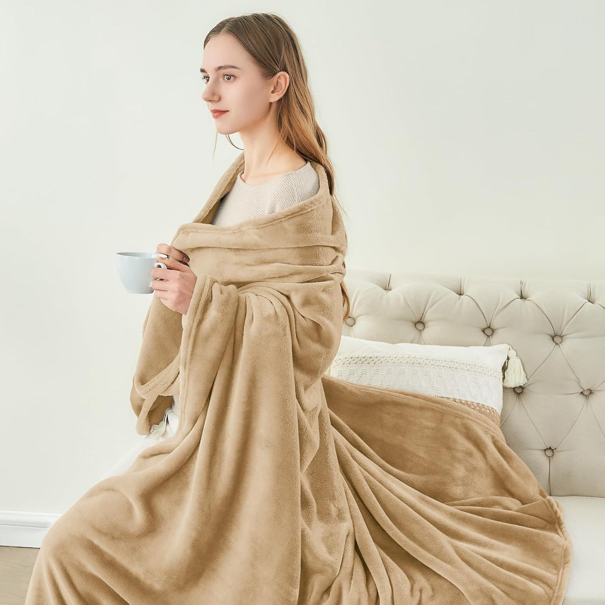 Fleece Blanket Soft Plush Throw for Couch Black 50"x60" - Colors A