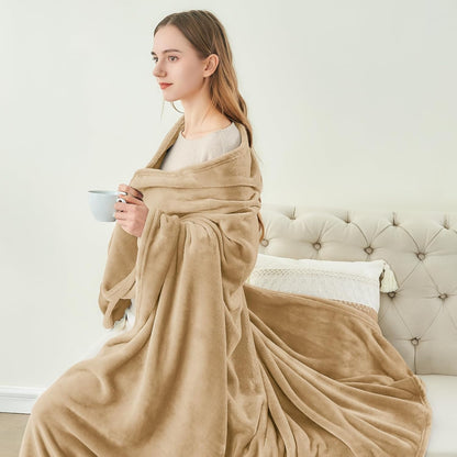 Fleece Blanket Soft Plush Throw for Couch Black 50"x60" - Colors A