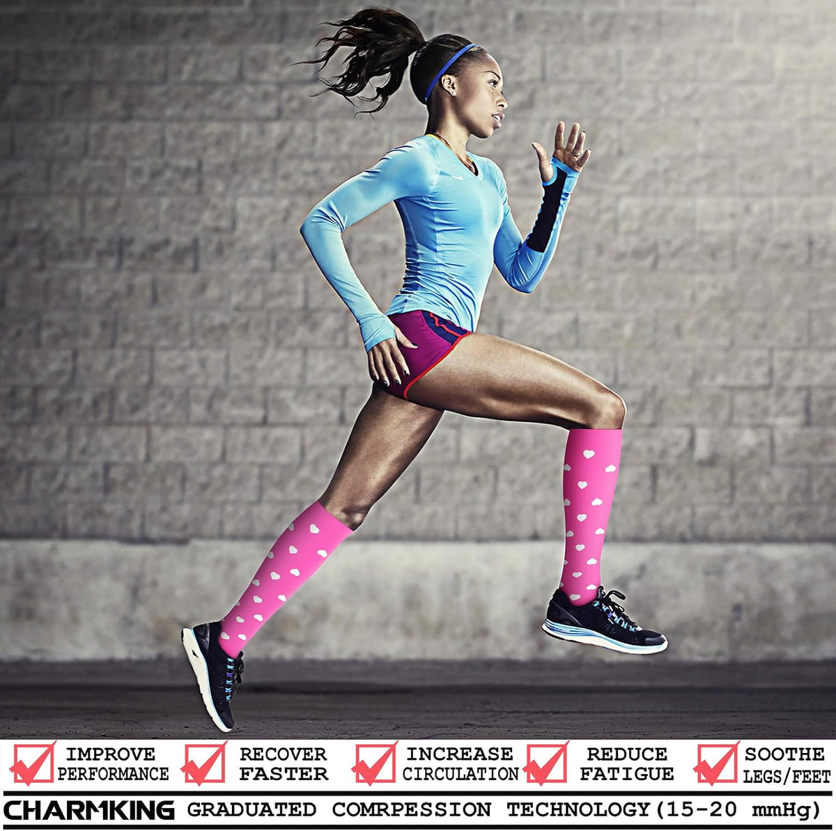 CHARMKING Compression Socks for Women & Men Circulation (8 Pairs) 15-20 mmHg Best Calf Socks Support for Athletic Cycling - Colors B