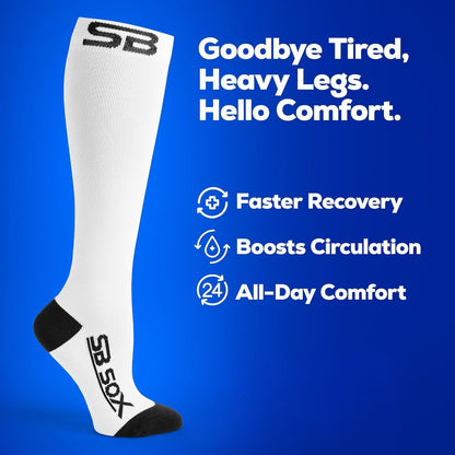 SB SOX Compression Socks for Men & Women (20-30mmHg) – Best Compression Socks for Flying, Medical, Sports, Wide Calf Fit, and Daily Wear