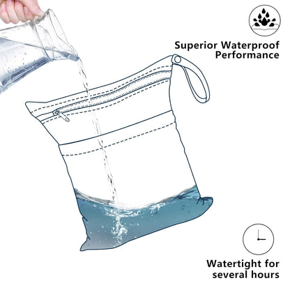ALVABABY 2pcs Superior Waterproof Wet Dry Bags,Reusable with Two Zippered Pockets, Baby Cloth Diaper Wet Bags,Travel,Beach,Pool,Daycare,Soiled Baby Items,Yoga Gym Bag,Wet bag for Swimsuit