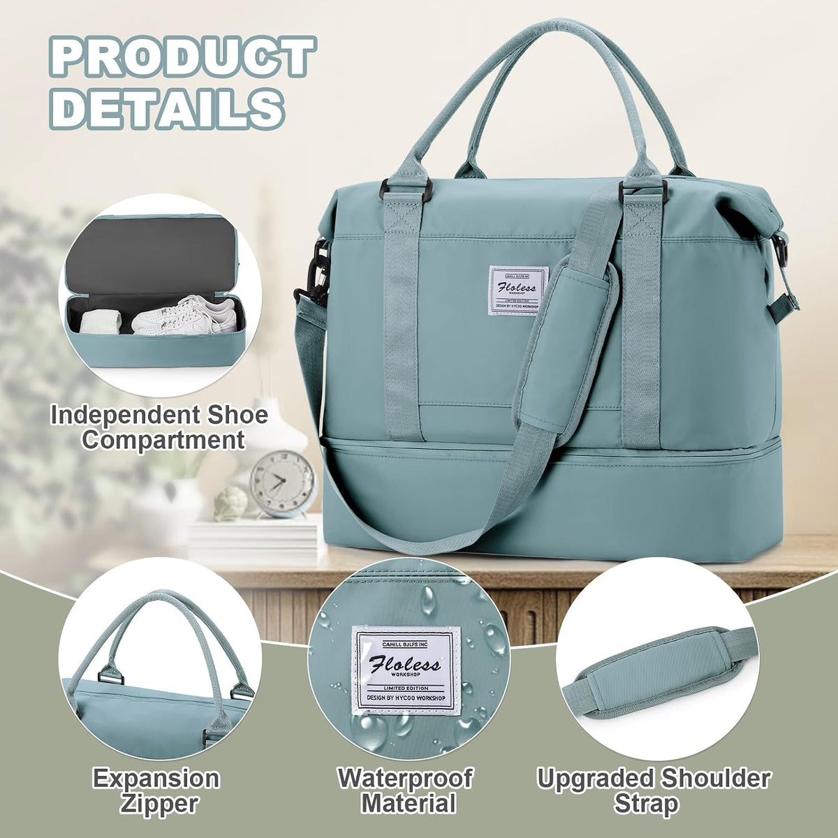 Travel Duffel Bag, Sports Tote Gym Bag, Shoulder Weekender Overnight Bag for Women - Colors B