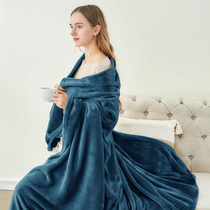 Fleece Blanket Soft Plush Throw for Couch Black 50"x60" - Colors A