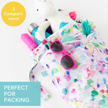 Bumkins Waterproof Wet Bag for Baby, Travel, Swim Suit, Cloth Diapers, Pump Parts, Pool, Beach, Gym Clothes, Toiletry, Hook to Stroller, Daycare, Zipper Reusable Wetdry Packing Pouch, Jungle