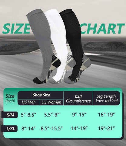 FuelMeFoot 3 Pack Copper Compression Socks - Compression Socks Women & Men Circulation - Best for Medical,Running,Athletic