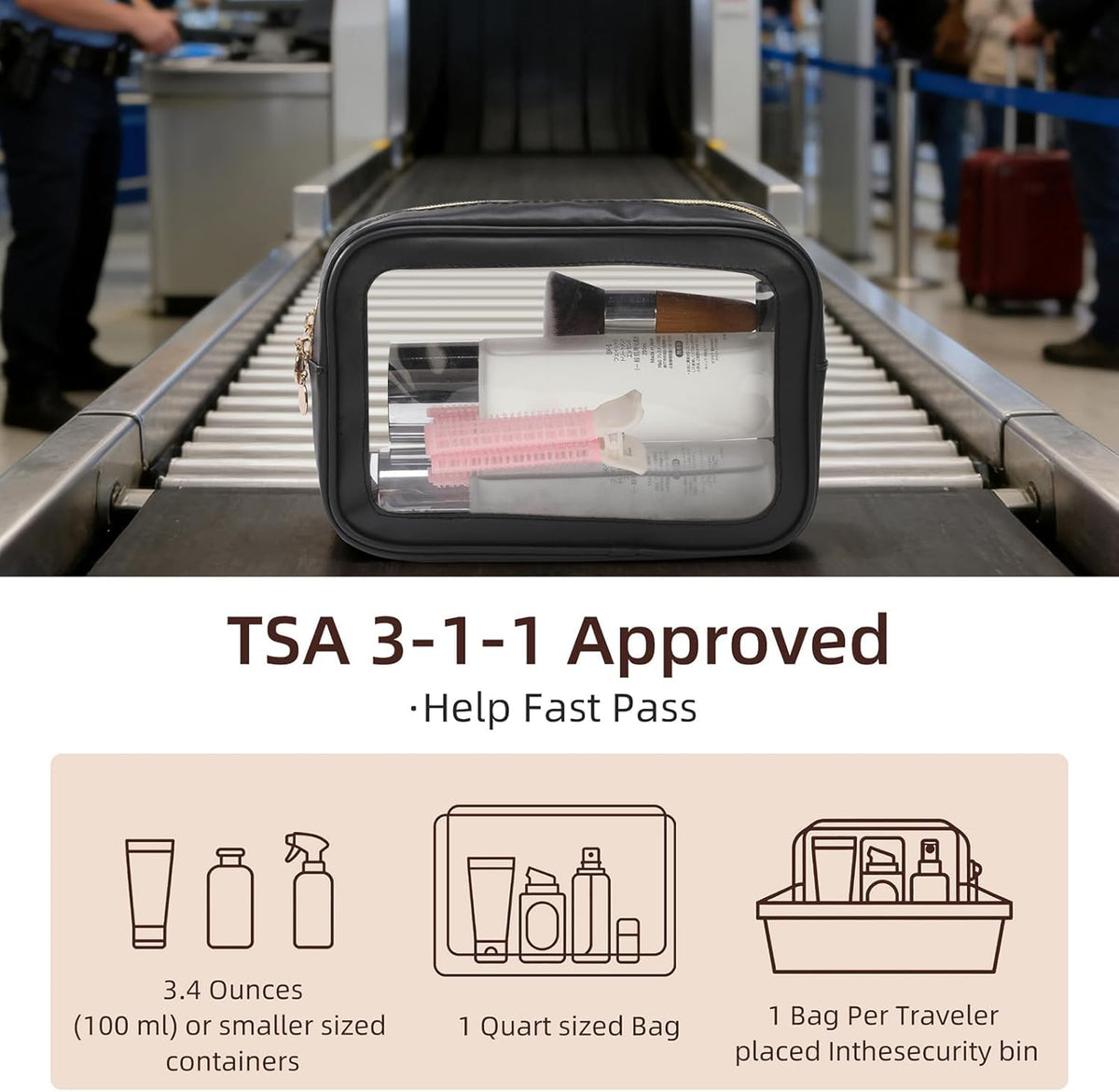 Diaper Bag Organizer Pouch Set, Clear Organizer Bags, TSA Approved Toiletry Bag, Clear Waterproof Cosmetic Bags with Zipper, Purse Organizer Pouches, Travel Organizer Bags for Woman and Kids