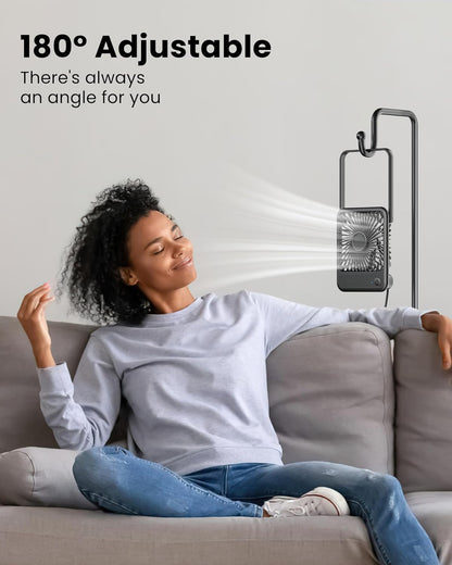Koonie USB Desk Fan, Strong Wind Ultra Quiet Small Personal Fan with 180° Tilt Folding and 3 Speeds Adjustable, USB-C Corded Powered Mini USB Fan for Office Desktop Bedroom, NO BATTERY