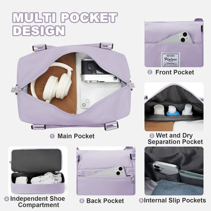 Travel Duffel Bag, Sports Tote Gym Bag, Shoulder Weekender Overnight Bag for Women - Colors A
