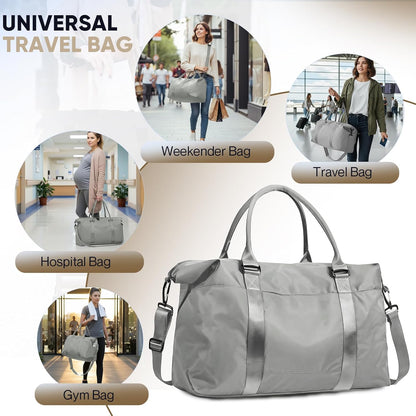 Travel Duffle Bag, Weekender Travel Bag Men Small Gym Bag for Women, Hospital Bag for Labor and Delivery, Overnight Bag Luggage Bag with Trolley Sleeve, Airplane Travel Essentials for Flying(Black)