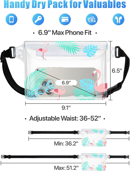 F-color Waterproof Fanny Pack - Cruise Essentials 2026 - Waterproof Pouch with Adjustable Waist Strap, Triple Zipper Roll-Top Dry Bag for Phone, Keep Passport Valuables Dry for Beach Kayaking Boating