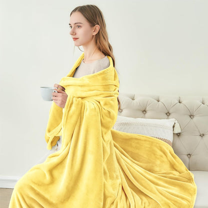 Fleece Blanket Soft Plush Throw for Couch Black 50"x60" - Colors A