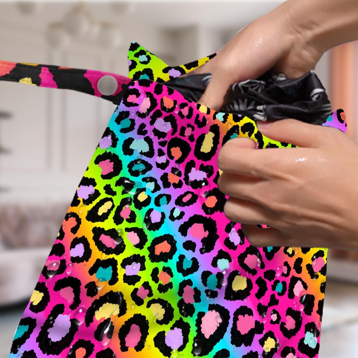 4 Pack Colorful Neon Leopard Print Wet Bag Waterproof Reusable Wet Dry Bag for Swimsuit Dirty Clothes Diaper Travel Pool Beach Yoga Gym Travel Party Birthday Christmas Toiletries Beach Essentials