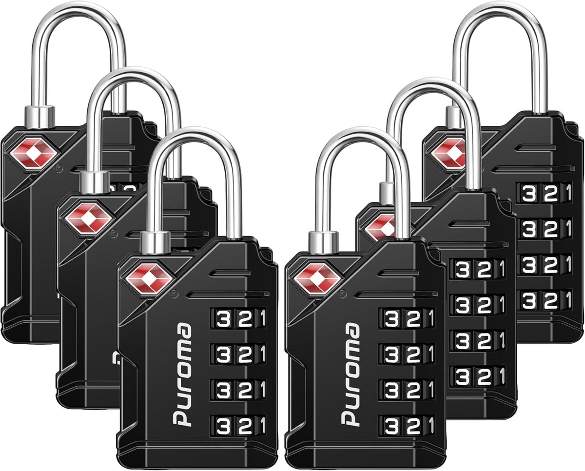 Puroma TSA Approved Luggage Locks, 2 Pack 4 Digit Resettable Travel Combination Code Lock with Zinc Alloy Body for Suitcase, Backpack, Laptop Bag, Gym Locker, Toolbox (Orange)