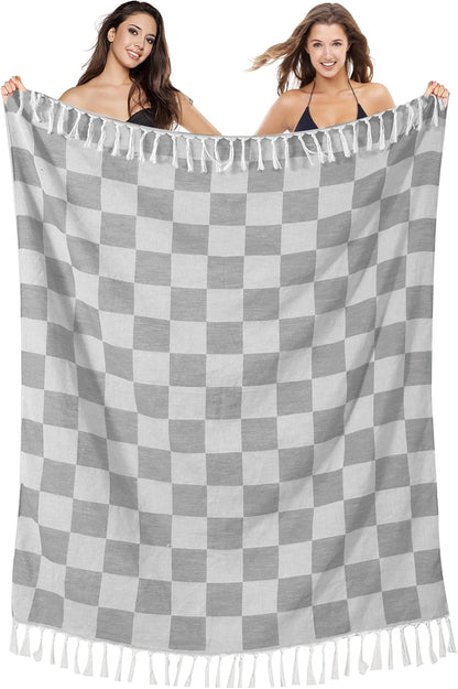 Antfuny Turkish Beach Towels Vacation Essentials Quick Dry Sand Free Oversized Bath Pool Swim Towel Extra Large XL Blanket Adult Travel Cruise Accessories Must Haves Clearance Stuff Necessities - Colors A