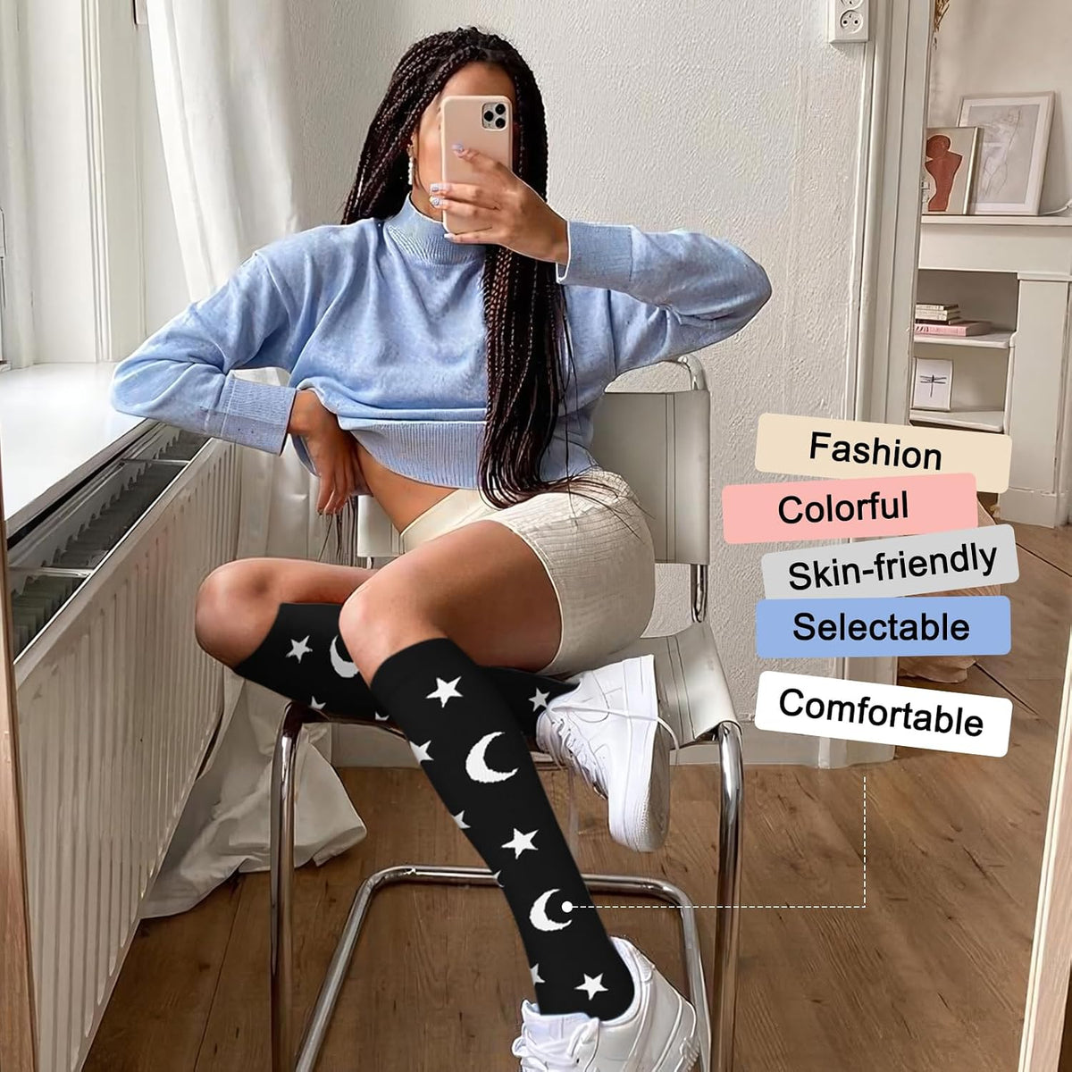 4 Pairs Compression Socks for Women Circulation-Best Support for Nurses,Running,Athletic,Travel